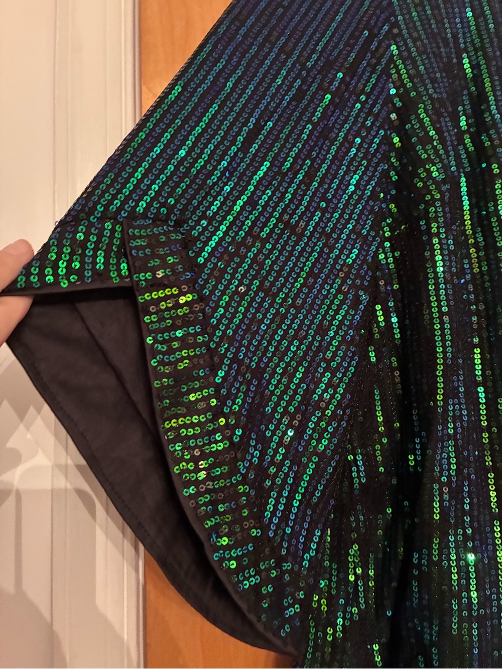 BloomChic Black Top with Green & Blue Sequins - Picture 3 of 5